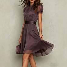 2026 Fashion New Hot-Selling Solid Color Double-Layer Mesh Lace Trim Short Sleeve - Purple - View 4