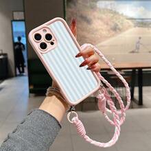 1pc Blue Striped Pattern Anti-Drop Phone Case, TPU Material, Suitable As Holiday Gift, Compatible With Apple XS/XS Max/XR/11/12/13/14/15/16 Pro/Pro Max/14/15/16 Plus/17, Unisex - Multicolor - View 5