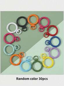 12/20/30/50/60/100pcs Random Color O-Ring Spring Clasp Hooks, Metal Carabiner Clips DIY Jewelry Connectors, Suitable For Keychains And Dog Leashes - Round Keychain - View 11