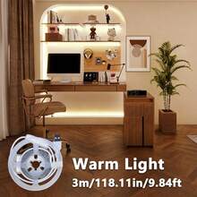 5pcs/3pcs/1pc, LED Light Strip With Switch, USB Powered Flexible Ceiling Light Strip With Button Switch, Warm White/White Light, Drill-Free Linear Light Strip Suitable For TV Backlight And Home Decor, Perfect For Weddings, Halloween, Christmas, Parties And More - White - View 25