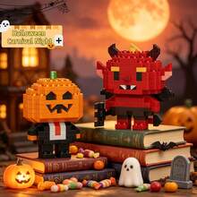 6pcs/Set Halloween Series Micro Particle Building Blocks Toy, ABS Resin Material, Multiple Creative Unique Designs, DIY Handmade Assembly Toy, Educational Stress Relief Puzzle Toy, Desktop Furniture Atmosphere Decor, Suitable For Birthday, Halloween, Christmas, Eid, National Day, Back To School Gifts - Multicolor - View 5
