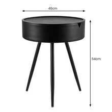 Modern Round Rattan Side Table – Coffee Table & Nightstand For Living Room, Outdoor Use, Small Cocktail Tea Desk - Black - View 2