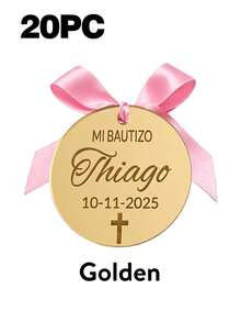Personalized Baptism Gift Tags, Customized Gold Acrylic Cross Baptism Party Favor Tags, Baby Baptism Party Decoration, Gift Box Labels, Keepsake Charms - Multicolor - View 18