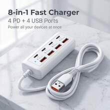 Upgraded 12-Port USB Fast Charging Station - 6*Type-C PD + 6*USB-A, Each Port Up To 25W Max Output, Compact Design, High-Speed Charging, Suitable For Laptops/Tablets/Multiple Devices, A Fast Charger Designed For Multi-Device, Workspace Power Hub - View 11