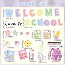 Welcome Bulletin Board Set Boho Back To School Classroom Decoration Welcome Back Bulletin Board Pencil Notebook Smile Face Cutouts For First Day Of School Wall Chalkboard Classroom Decor - Boho Welcome Back to School - View 3