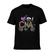 Women's CNA Graphic T Shirt   Black Short Sleeve Tee With Heart And Leopard Print Design   Casual Wear For Healthcare Workers - Shape - View 6