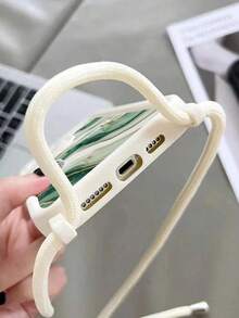 大理石紋彩繪新款高級溝槽親膚厚實防摔軟手機殼，附手工編織腕帶、手提包與斜跨肩帶，適用 16/16 Pro/16 Pro Max/16 Plus/15 Pro Max/7/8/13/14/XS、P11/P12，時尚個性化女性保護殼 - 彩色 - 查看 6