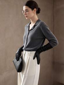Alicedudu Women's Solid Color Casual Versatile Daily Wear Long Sleeve Sweater - Grey - View 4