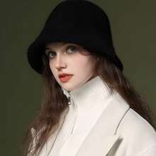 Women's Bucket Hat, Multi-Functional Casual Knitted Bucket Hat, Simple And Practical Everyday Essential Hat - Black - View 4