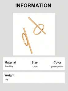 2 piezas/Set Anillos de mujer con líneas geométricas horizontales & verticales brillantes de moda - Amarillo Oro - Ver 7