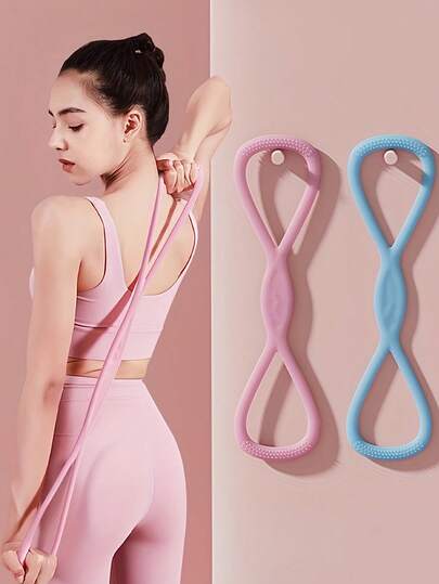 Figure 8 Elastic Stretch Bands For Arms Back Shoulder Full Body Exercise Yoga Resistance Bands For Women Men Home Sport Body Shaping Posture Correction Gym Fitness Accessories Yoga Essential Workout Gym Eequipment Weight Loss Pilates