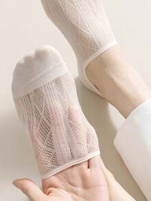 8 Pairs Summer Lightweight Anti-Slip Non-Slip Socks, Mesh Open-Front Invisible Short Socks, Versatile Women's Socks - Multicolor - View 2