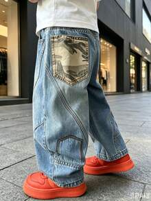 Young Boy Spring Loose Comfortable Straight Leg Denim Jeans Pants Suitable For Daily School Casual Outdoor Wear - Baby Blue - View 3