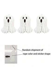 Halloween Honeycomb Paper Balls, Cute White Paper Ghost Decorations, Perfect For Birthday Parties And Theme Parties, Halloween Party Decor, Honeycomb Ball Scene Arrangement, Bar And Mall Ghost Lantern Props - Multicolor - View 11