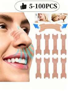 100/50/25/10/5PCS,Anti-Snoring Nose Strips; These Strips Fit The Nose Snugly And Feature Strong Adhesion, Effectively Alleviating Snoring. They Are Comfortable To Wear And Suitable For Use During Work, Exercise, Sleep, Or Travel. - Multicolor - View 3