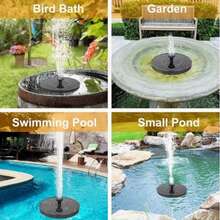 1pc Solar‑Powered Floating Fountain Pump, Outdoor Solar Water Fountain With Multi‑Spray Nozzles For Bird Bath, Garden, Pond Pool Landscape Decoration - Black - View 7