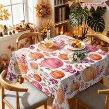 1/2pcs Autumn Tablecloth, Pumpkin Leaf Pattern Polyester Fiber Tablecloth Suitable For Dining Table, Coffee Table, Kitchen, Picnic, Camping, Country Farmhouse Decoration, Thanksgiving Holiday Tabletop Protection And Beautification - Multicolor - View 13