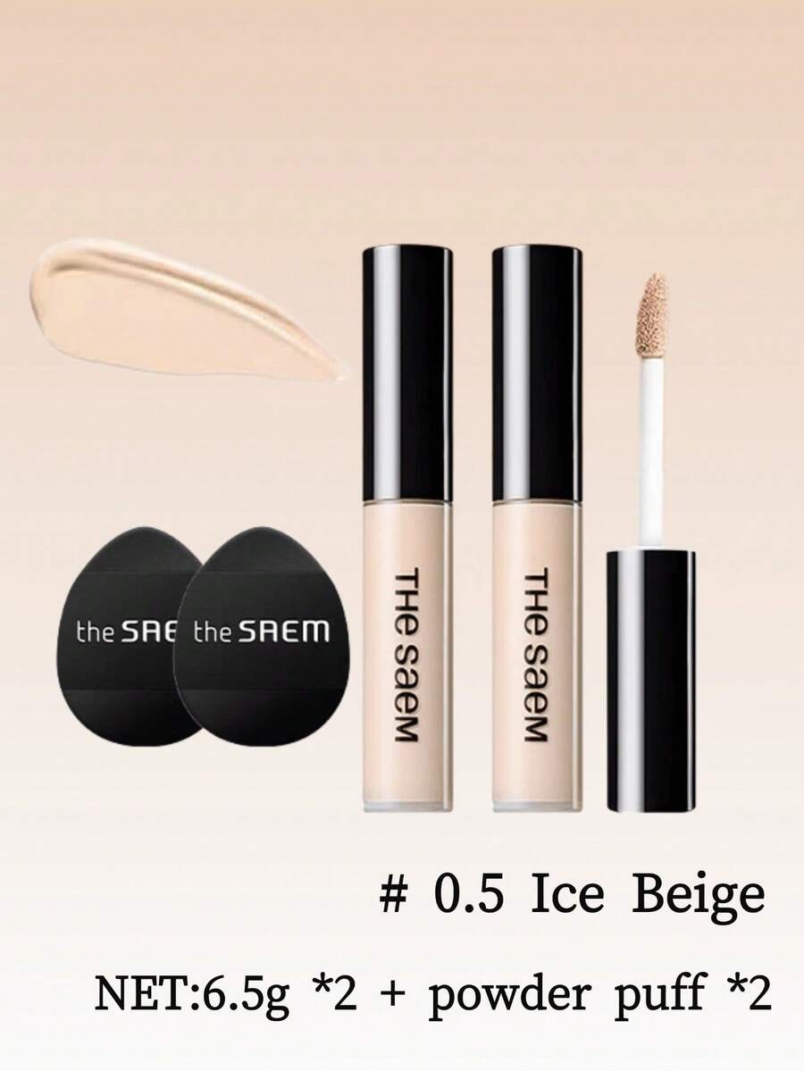 The Saem 遮瑕液,遮蓋臉部斑點與痘疤,提亮面部中段亮點 - #0.5+粉撲*2 - 查看 1