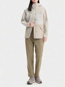 Columbia Jaket Softshell Wanita Terbaru untuk Aktivitas Luar Ruangan, Mendaki, Bernapas, Tahan Air, Tahan Angin, Hangat, dengan Tudung. - Krem/Cokelat - View 3