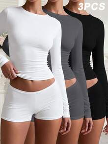 Women T-Shirts - Black Gray White - View 3