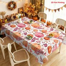 1/2pcs Autumn Tablecloth, Pumpkin Leaf Pattern Polyester Fiber Tablecloth Suitable For Dining Table, Coffee Table, Kitchen, Picnic, Camping, Country Farmhouse Decoration, Thanksgiving Holiday Tabletop Protection And Beautification - Multicolor - View 4