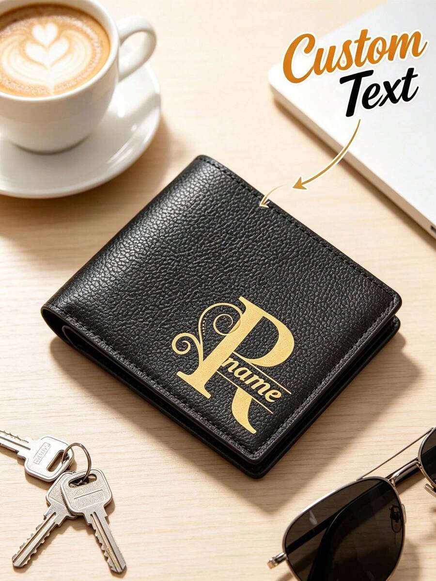 Personalized Men's Wallet With Custom Name & Initial, Custom Bifold Wallet, Personalized Card Holder, Unique Birthday Anniversary Gift For Him - Multicolor - View 1