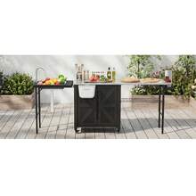 YODOLLA Mobile Outdoor Kitchen Cart Made Of Stainless Steel With Sink, Storage, And Work Surface For The Terrace. - Black - View 4