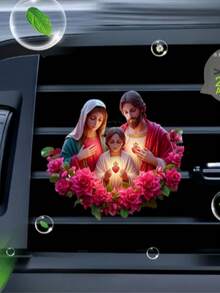 1pc 2D Flat Character Jesus Peace Pattern Car Aromatherapy Diffuser Clip, Acrylic Interior Accessory For Car Air Vent - A - View 4