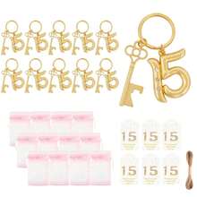 25pcs 15th Key Bottle Opener Keychain Bulk 15th Birthday Party Favors, 15th Beer Key Chain Ring Bottle Opener Wedding Anniversary Gifts For Guests Decor Or Souvenirs - A - View 16