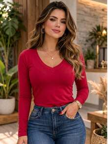 Women Blouses - Red - View 1