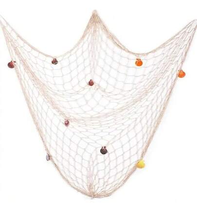 Red De Pesca Decorativa Estilo Mediterráneo Con Conchas 1*2m