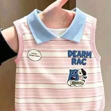 Fashionable Summer Pet Dog & Cat Clothes, Handsome & Cute, Colorblock Striped Print, Breathable Vest For Small Dogs & Cats - Multicolor - View 13
