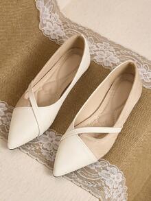Pointed Toe Low Vamp Bow Flat Shoes, Delicate Satin Texture Soft And High-End, Versatile Shoes. - Beige - View 11