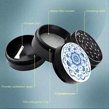 Premium Zinc Alloy Grinder - 50mm, Creative Blue And White Porcelain Pattern Design, Perfect Christmas Gift - View 5
