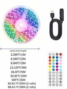 1 buah Strip Lampu LED USB 5V, 3,28 kaki (1 Gulungan) ~ 98,42 kaki (2 Gulungan) Kontrol Jarak Jauh 44 Tombol, Strip Lampu Musik RGB Pintar, Dekorasi Ruangan, Dekorasi Pesta, Dekorasi Liburan (Ukuran 3,28 kaki/1 meter lebih pendek, silakan pilih sesuai kebutuhan Anda saat membeli, perekat bawaan tidak dapat ditempelkan pada dinding yang kasar, harap berhati-hati saat menempelkan!) - MultiWarna - View 12