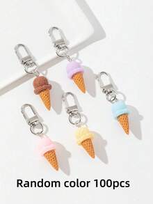 5/10/20/50/100pcs Cute 3D Ice Cream Decorative Pendant Keychain, Handbag Charm Realistic Ice Cream Keychain, Bag Pendant, Dessert Charm - Colorful Ice Cream Cone - View 9