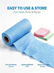 Slouchy Person Disposable Cleaning Cloth Roll, 50/200pcs 25*30cm Thickened Non-Woven Fabric, Kitchen Dishwashing Oil-Absorbing Cloth, Dry And Wet Use, Bathroom, Car, Stove Top Universal Reusable Scouring Pad - Multicolor - View 5