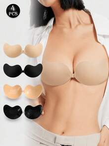 4 Pairs Invisible Sexy Front Closure Breast Petals, Seamless Backless Bras For Women - Multicolor - View 2