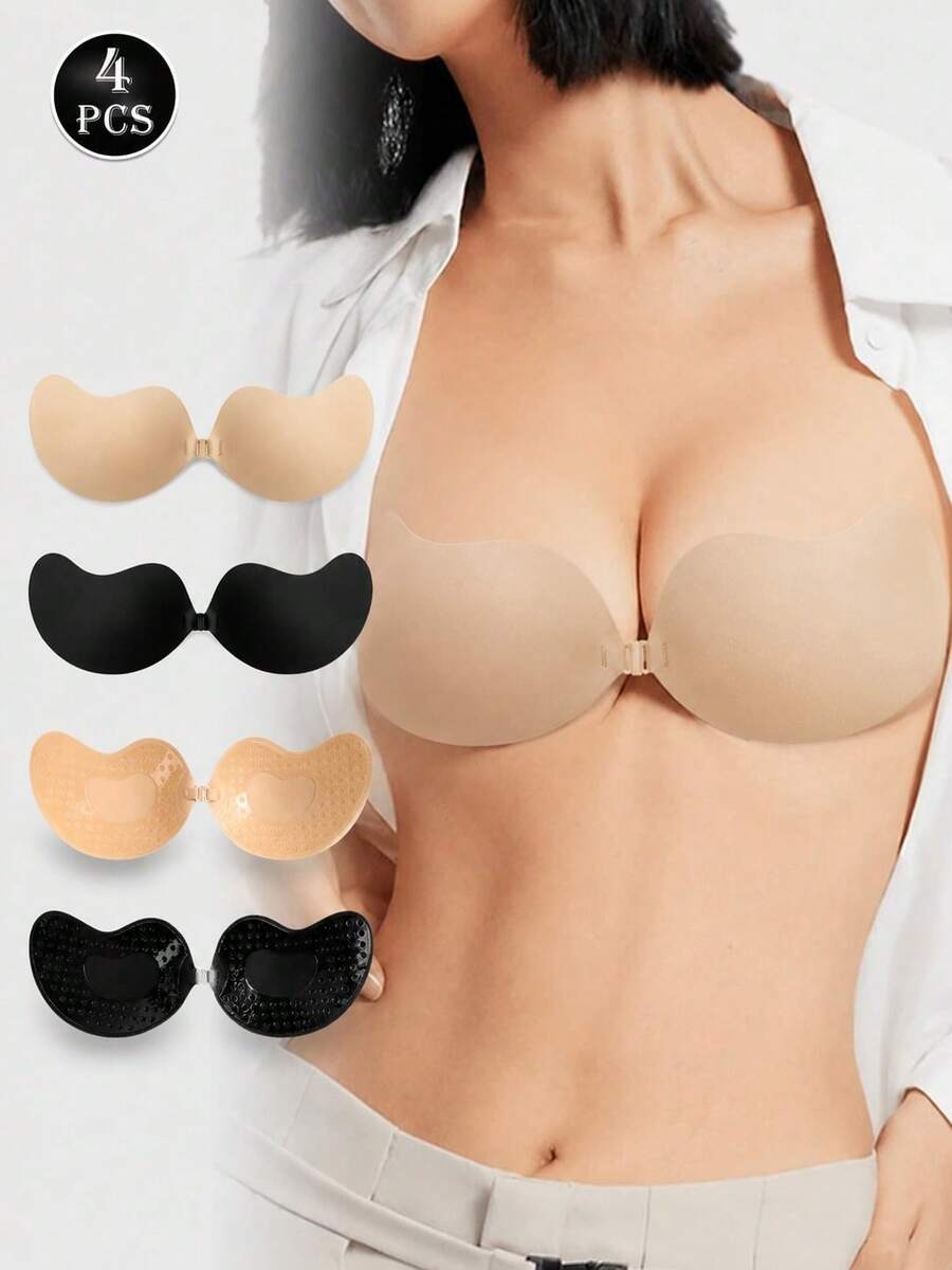 4 Pairs Invisible Sexy Front Closure Breast Petals, Seamless Backless Bras For Women
