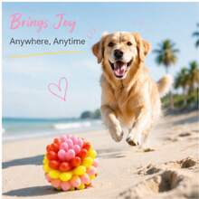 1pc Colorful Bumpy Dog Chew Ball Toy, Elastic Interactive Puppy Play Toy, Suitable For Fetch, Chase And Solo Play, Ease Pet Anxiety, Bring Happy Playtime For Dogs Indoor & Outdoor - Pink - View 1