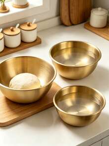 3pcs/1pc Stainless Steel Mixing Bowl With Rolled Rim, Durable And Easy To Clean, Brushed Metal Surface, Stackable Kitchen Bowls In Multiple Sizes, Suitable For Baking, Mixing, Meal Prep, Fruit, Pasta, Holiday Themed Parties And Outdoor Use, Durable Cooking Storage Bowl, Ideal Kitchen Gadget, Christmas/Back To School Gift - View 2