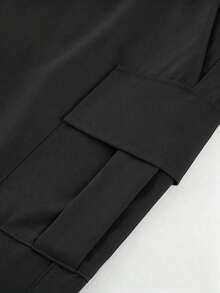 1 buah Celana Kargo Retro Minimalis untuk Remaja Perempuan, Cocok untuk Musim Kembali ke Sekolah, dengan Kantong Besar - Hitam - View 7
