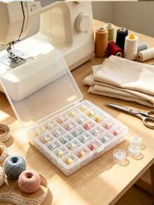 25pcs Transparent Sewing Machine Bobbins + Visual Storage Box, Convenient For Organizing Sewing Thread Spools, Suitable For Regular Home Sewing, Patchwork Embroidery Crafts, Thread Storage And Organization, Perfect Practical Gift For Sewing Beginners And Home Repair Enthusiasts - Plastic Shuttle Box - View 1