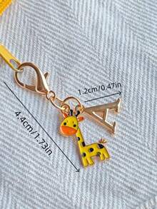 1PC Cute Giraffe Initial Keychain Pendant, Animal Theme With Golden Letter Decoration. Name Initial Keychain, Cute Accessory Suitable For Men And Women. Backpack Keychain Accessory, Great Gift For Boyfriends, Girlfriends, Classmates And Family, Small Party Favor - Multicolor - View 5