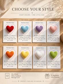 Customized Text Pocket Embrace Card, Crochet Heart-Shaped Pattern, Personalized Small Pocket Embrace Gift, Hand-Woven Heart-Shaped Commemorative Card, A Gift To Encourage And Comfort Friends. - Multicolor - View 4
