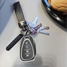 TRTY 1pc Chevrolet Car Fashion Key Case, Premium Soft TPU Smart Key Cover With Carbon Fiber Keychain, 4-Button Protective Cover Compatible With Equinox, Malibu XL, Blazer, Orlando, Cruze, Cruze. With Remote Start Button Compatible With New Cruze, Trax, Tracker Models, Supports Remote Start Key Or Find Car Alert Key, Fashionable And High-End Matching Keychain, Car Key Accessories - Chevrolet 4-button Key Fob Cover - View 9