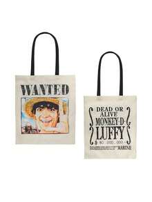 1pc Toei Animation Canvas Tote Bag, Cartoon Character Handbag, Reusable Shopping Bag, Travel/School Backpack, Fan Gift - 1 Pc - View 2