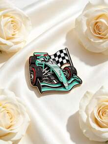 1pc Racing F1 Car Brooch, Cool Lapel Pin, Unisex, Backpack Decoration Pin, Street & Campus Style, Jacket & Bag Daily Casual Outfit Accessory - Green 4 - View 2