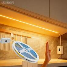 LQHZMYY 1pc LED Light Strip With Hand Sweep Sensor Switch, No Spot COB Flexible LED Light Strip, Gesture Wave Sensor Switch, No Touch Required, Warm White 3000K, Low Voltage 5V, USB Powered, Suitable For Cabinet, Wardrobe, Kitchen Lighting, Mirror, TV Background, Home Lighting, Space Main Image, Christmas Holiday Party Decoration - Warm white light - View 2