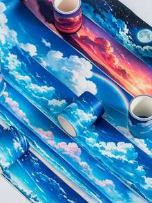 6-Roll Box Set Of Washi Tape Featuring Natural Scenery And Sky Landscapes, A Beautiful Tape Set For DIY Planners, Diaries, Decoration Stickers, And Stationery Supplies - Sets - View 5